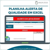 Imagem da Planilha de Alerta de Qualidade em Excel mostrando lista de presença e imagens de ações corretas e incorretas.